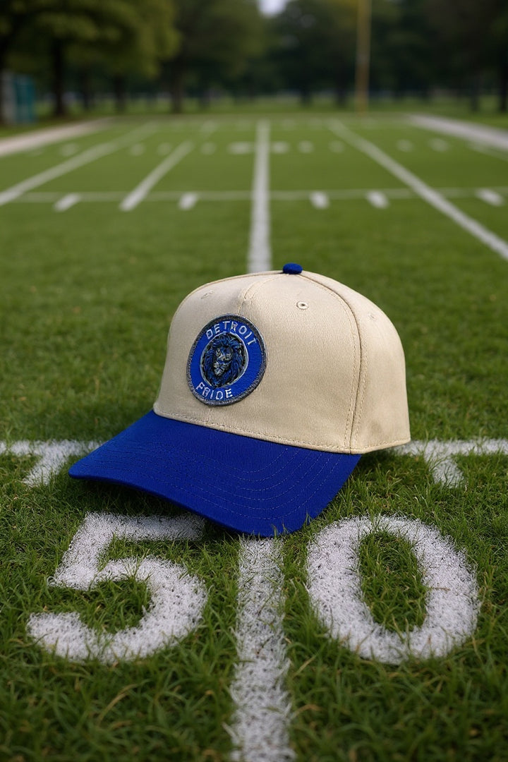 Ink Detroit Pride - Five Panel Twill Cap - Royal / Natural