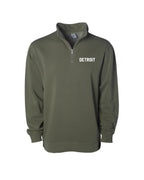 Ink Detroit - Detroit Pigment Dyed Army Green Quarter Zip Pullover - Ink Detroit