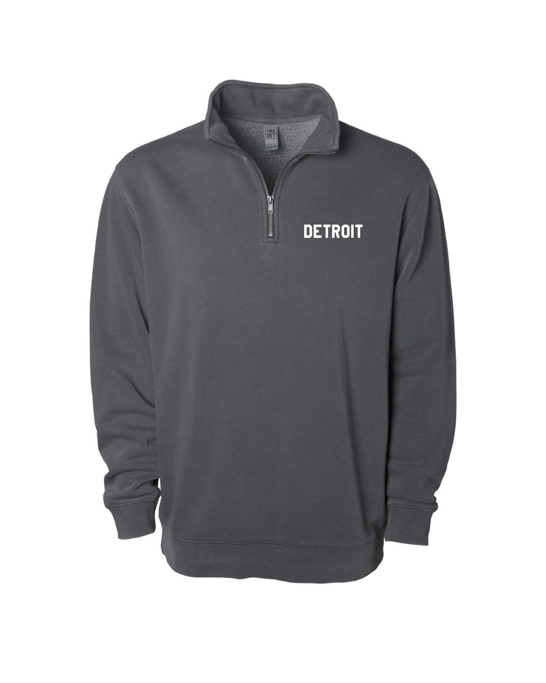 Ink Detroit - Detroit Pigment Dyed 1/4 Zip Pullover - Black with Black or White print