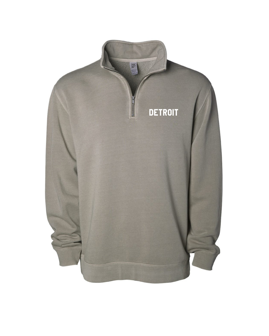 Ink Detroit - Detroit Pigment Dyed Cement Quarter Zip Pullover - Ink Detroit