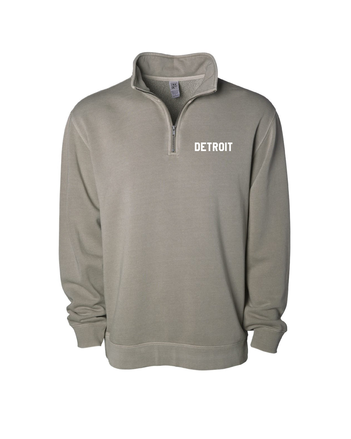 Ink Detroit - Detroit Pigment Dyed Cement Quarter Zip Pullover - Ink Detroit