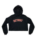 Ink Detroit - Classic Fleece Crop Hoodie - Red and white print on black - Ink Detroit