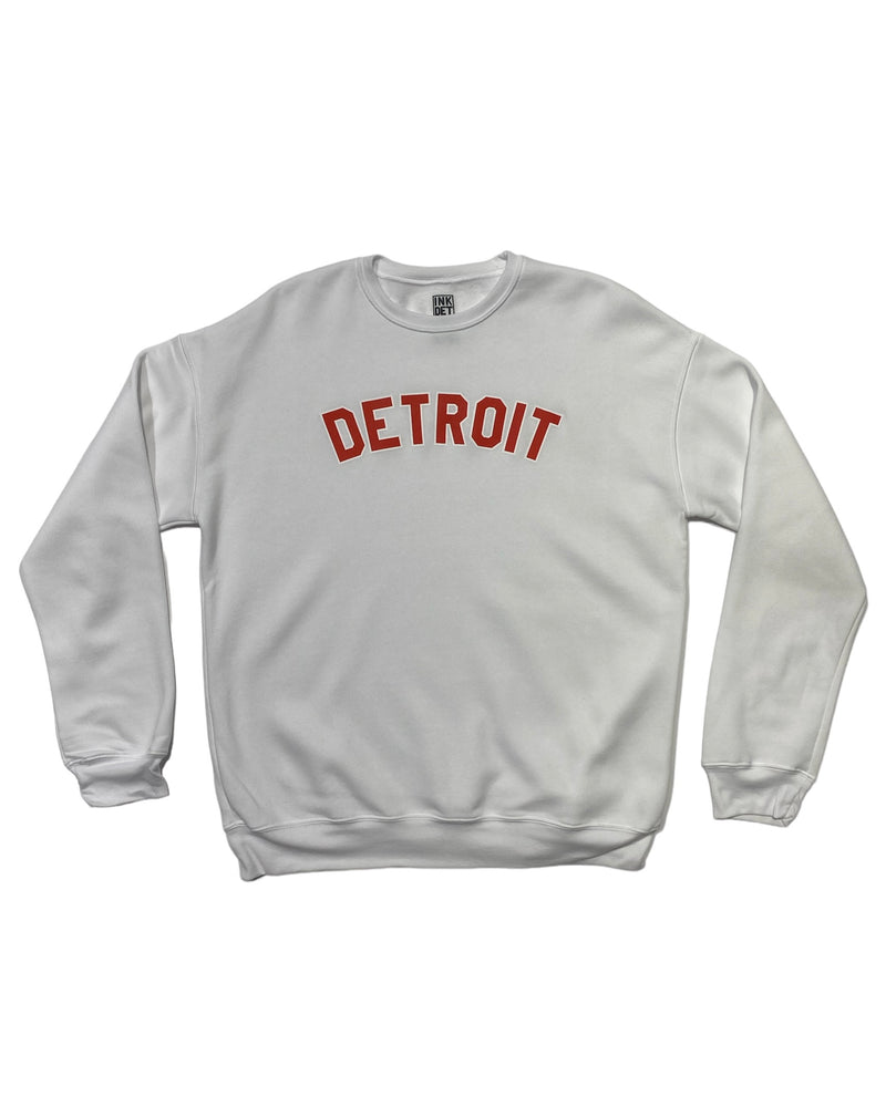 Basic Detroit red print on white crewneck