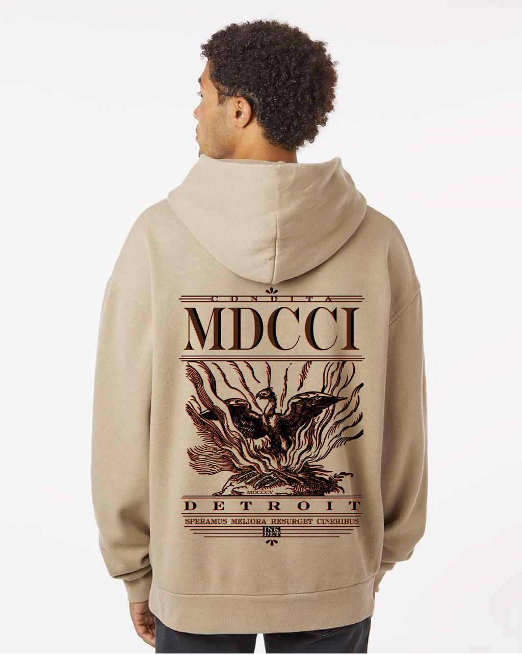 Ink Detroit - Resurget Cineribus Premium Heavyweight Hoodie - Sandstone - Ink Detroit