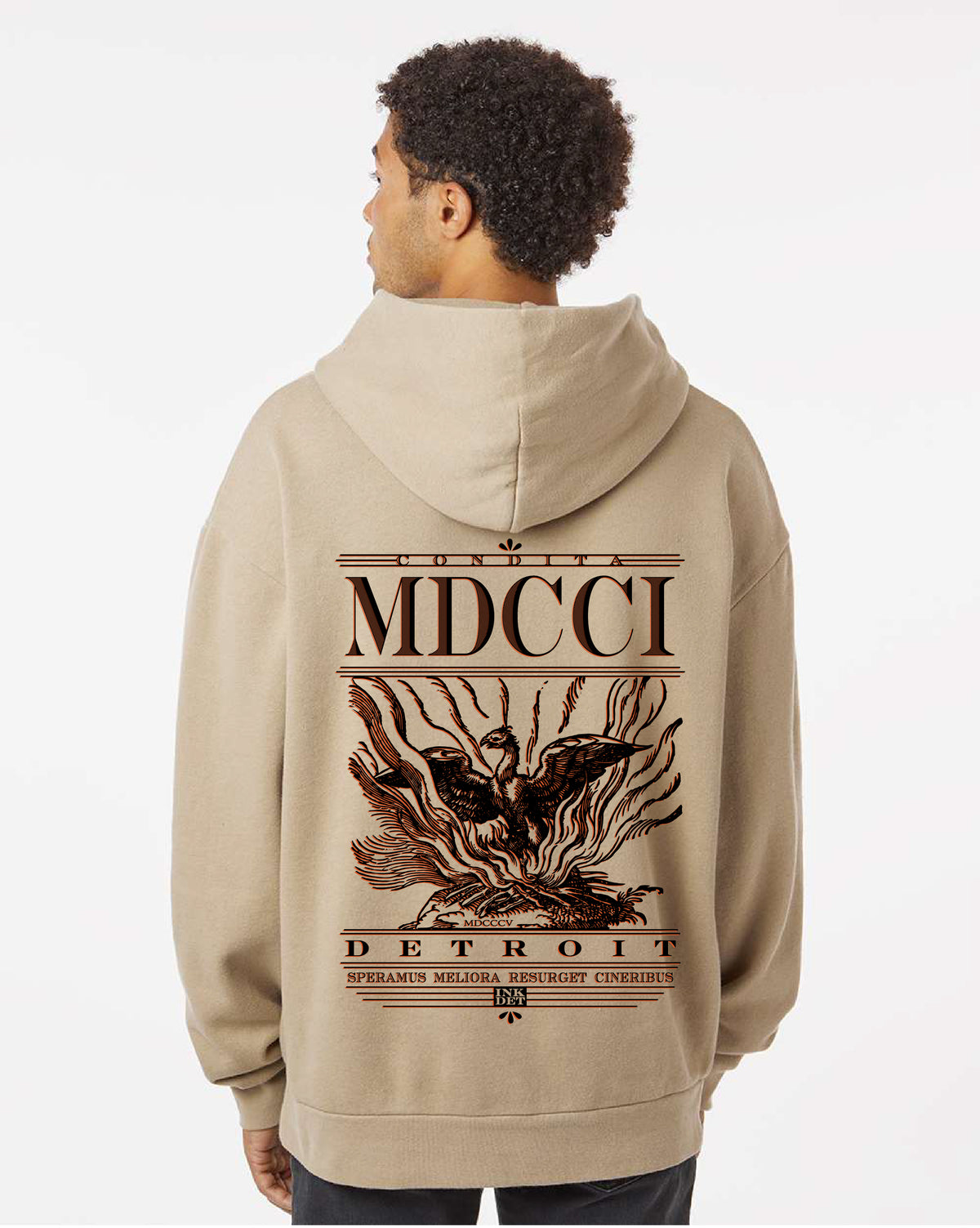 Ink Detroit - Resurget Cineribus Premium Heavyweight Hoodie - Sandstone - Ink Detroit