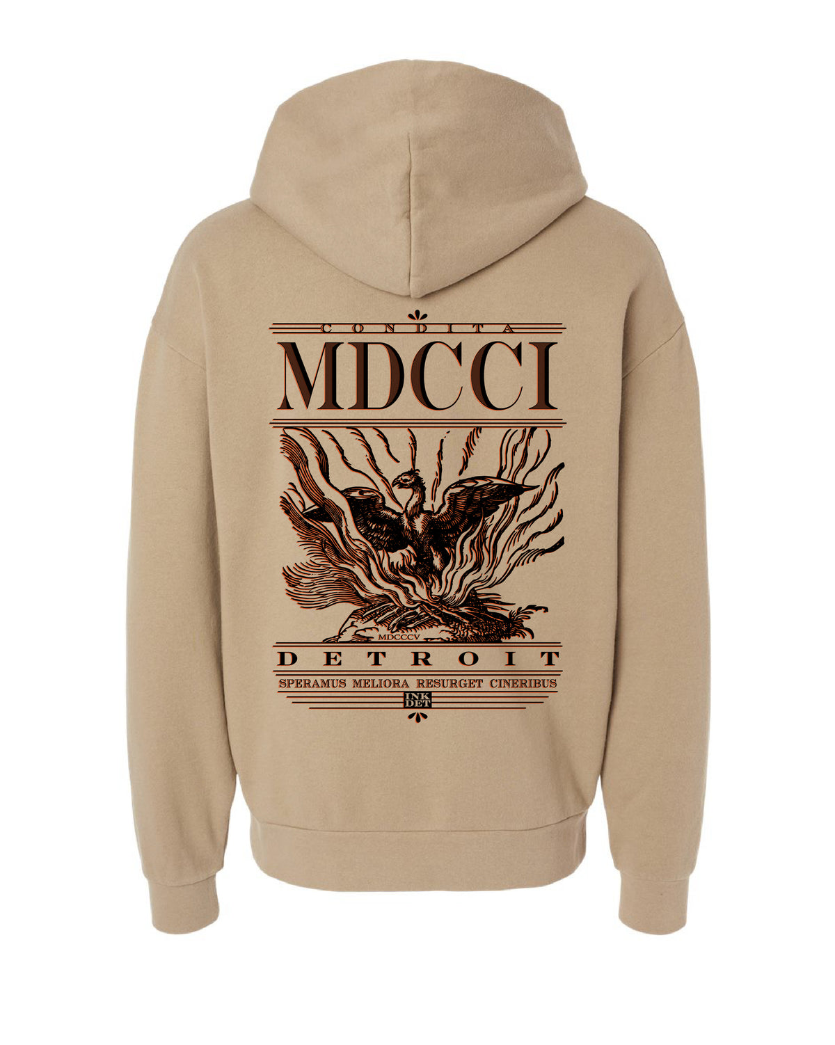 Ink Detroit - Resurget Cineribus Premium Heavyweight Hoodie - Sandstone - Ink Detroit