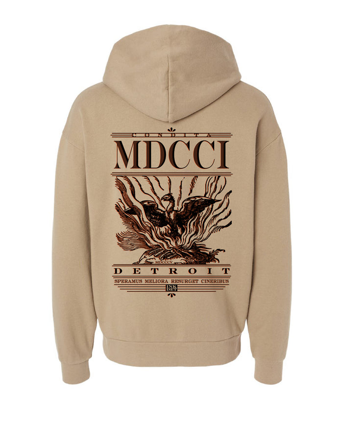 Ink Detroit - Resurget Cineribus Premium Heavyweight Hoodie - Sandstone