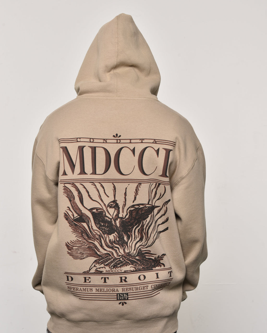 Ink Detroit - Resurget Cineribus Premium Heavyweight Hoodie - Sandstone - Ink Detroit