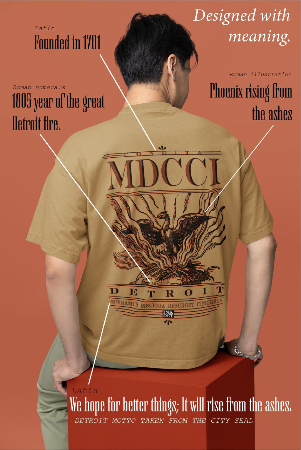 Ink Detroit- Resurget Cineribus Premium T-Shirt - Sand - Ink Detroit