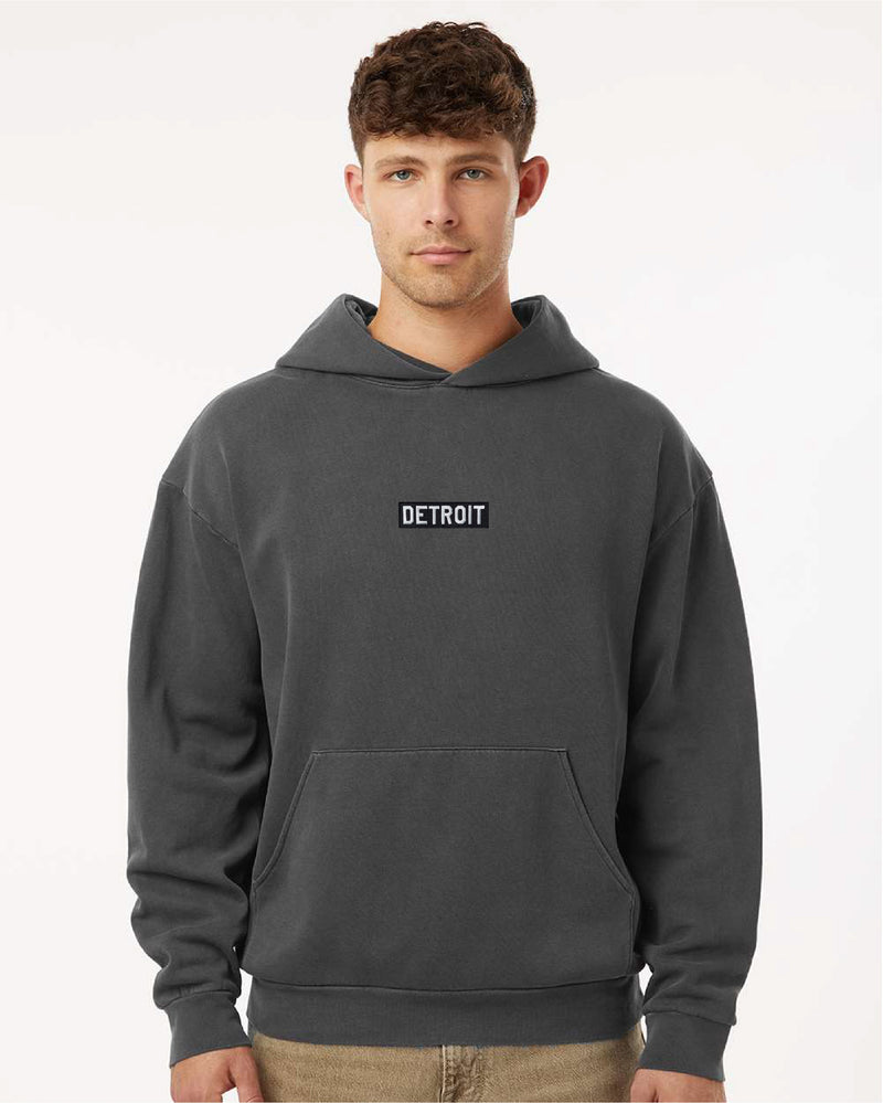 Ink Detroit - Street Hoodie with Patch - Pigment Dyed Black