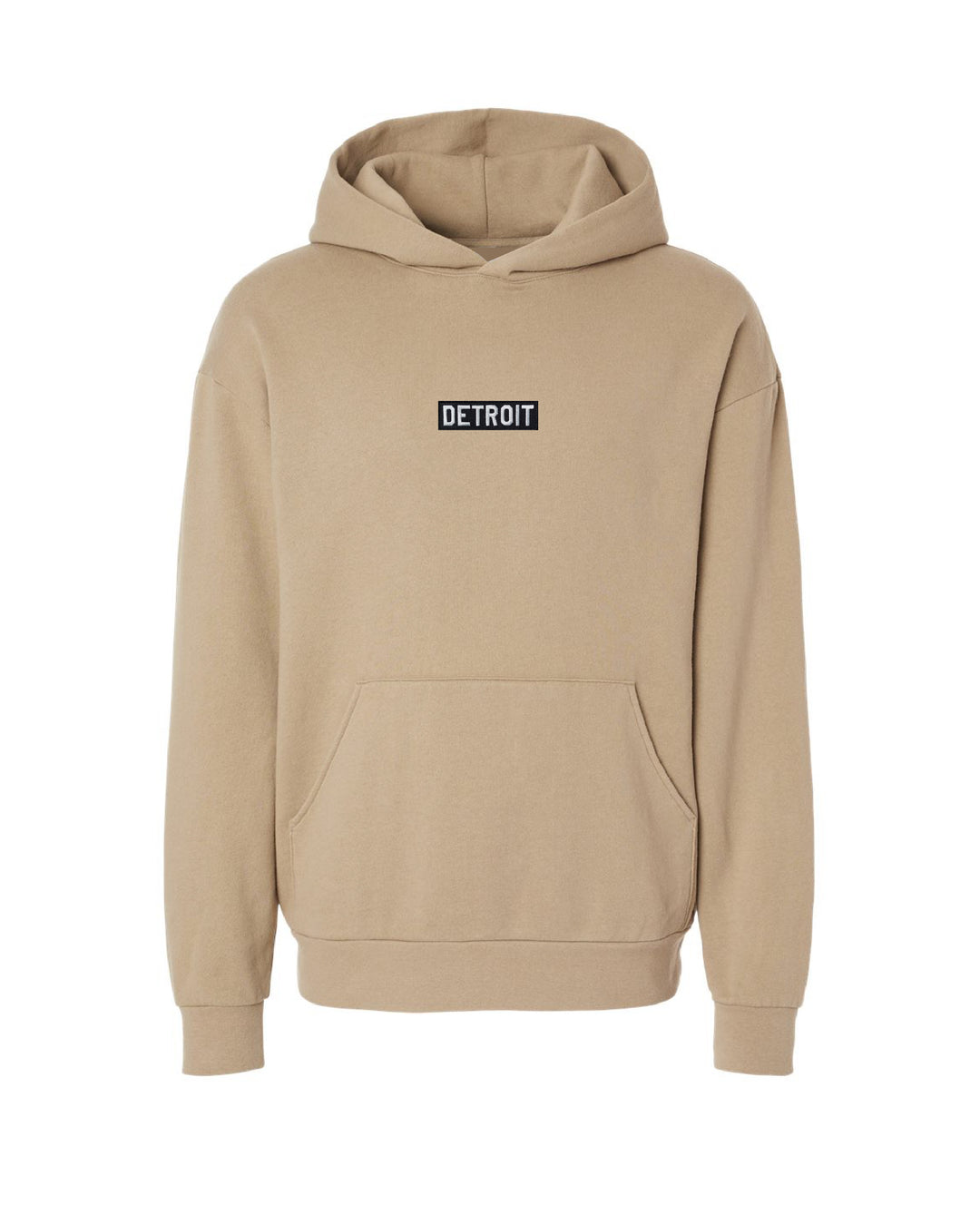 Detroit urban fit hoodie no drawstrings with embroidered patch