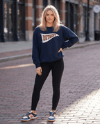 Detroit Tiger Stripe Pennant Heavyweight Crewneck Sweatshirt - Navy - Ink Detroit
