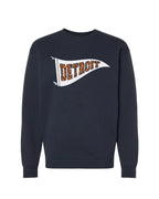 Detroit Tiger Stripe Pennant Heavyweight Crewneck Sweatshirt - Navy - Ink Detroit