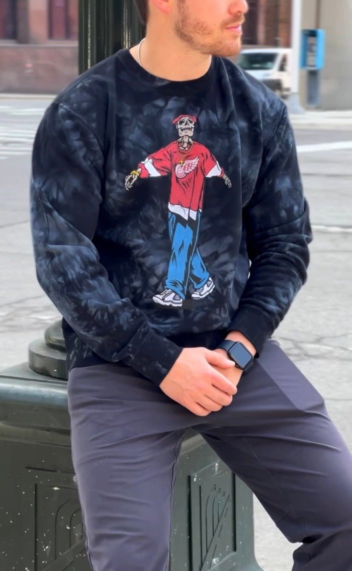 Ink Detroit- Tupac Back from the Dead Wings Jersey - Crewneck - Black Tie Dye - Ink Detroit