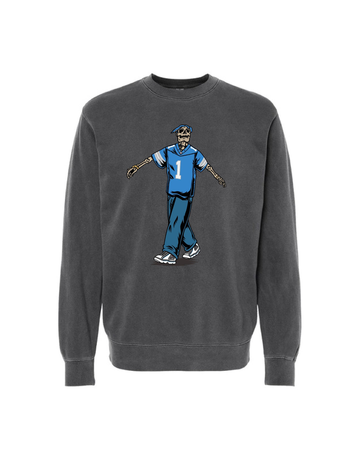 Ink Detroit- Tupac Lions Jersey - Premium Crewneck Sweatshirt - Pigment-Dyed Black - Ink Detroit