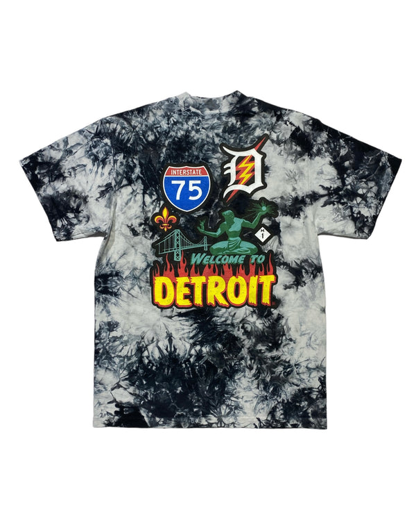 Welcome to Detroit Heavyweight Tie Dye T-Shirt back print