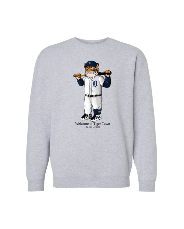 Ink Detroit Welcome to Tiger Town Crewneck - Athletic Grey