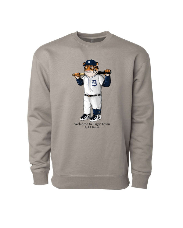 Ink Detroit Welcome to Tiger Town Crewneck - Cement