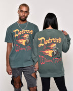 Ink Detroit - Is Where I Roll - Pigment Dyed Crewneck Sweatshirt - Alpine Green - Ink Detroit