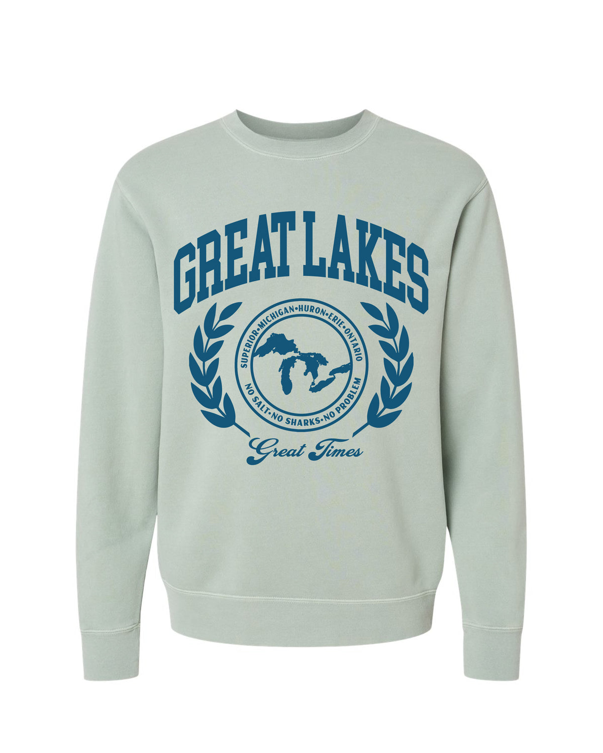 Ink Detroit - GREAT LAKES Tourist Pigment Dyed Crewneck Sweatshirt - Sage - Ink Detroit