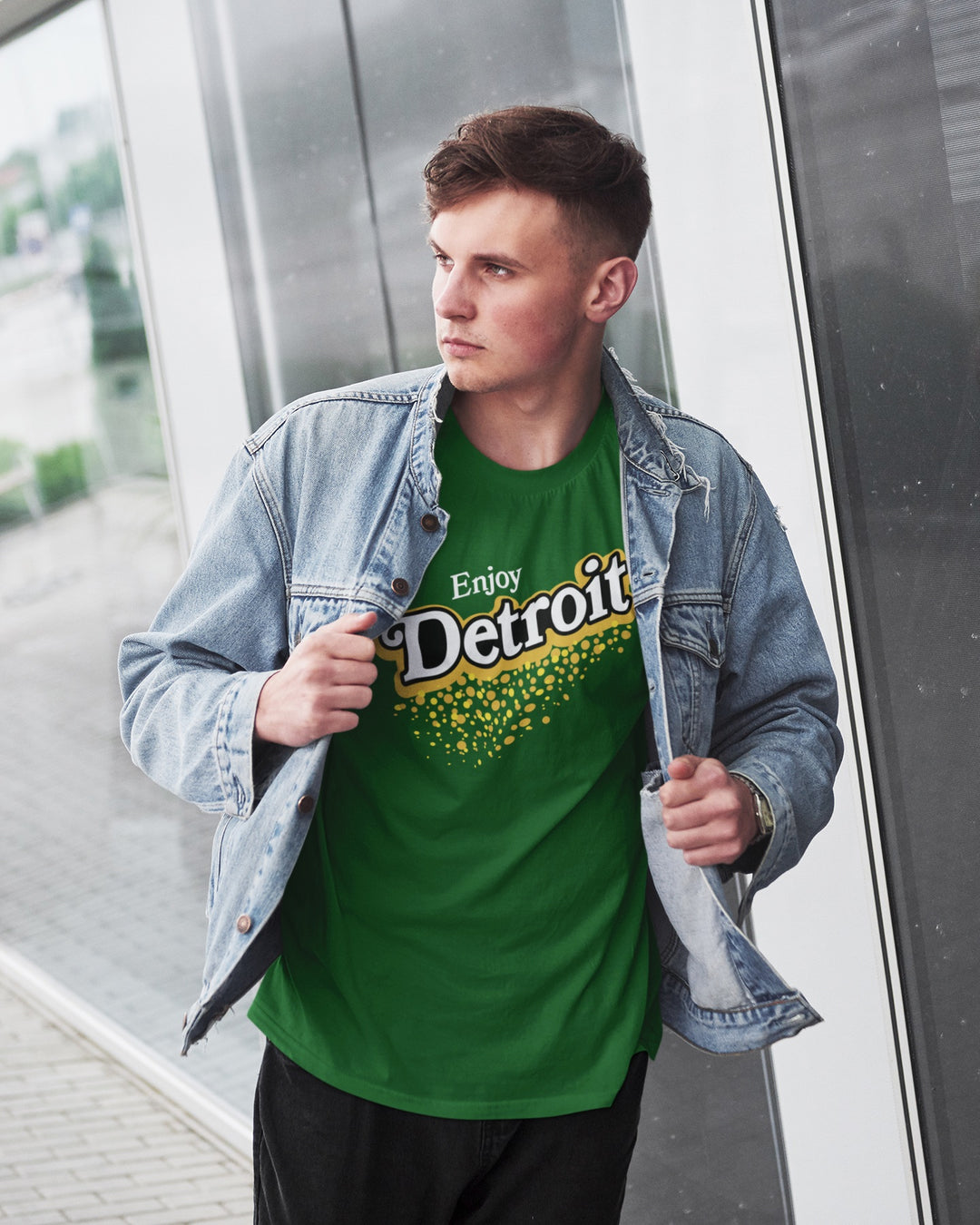 Ink Detroit Vintage "Enjoy Detroit" Ginger Ale T-Shirt - Dark Green