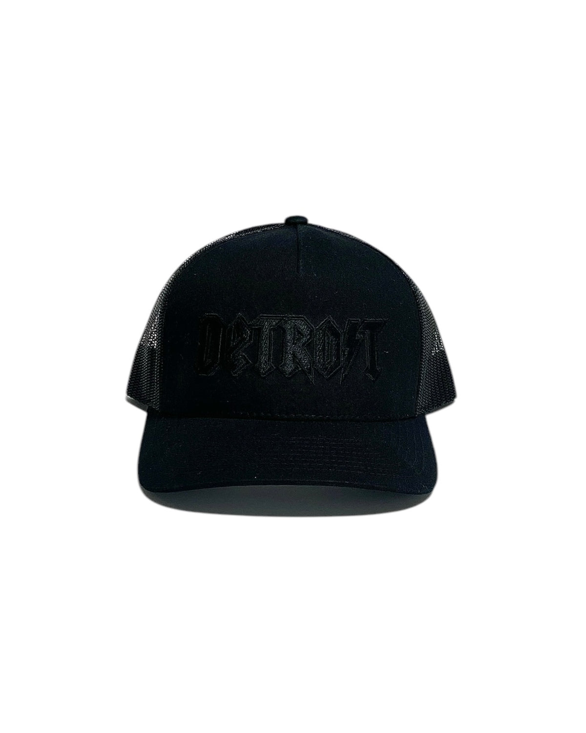 Ink Detroit Lightning Retro Trucker Hat - Black on Black - Ink Detroit
