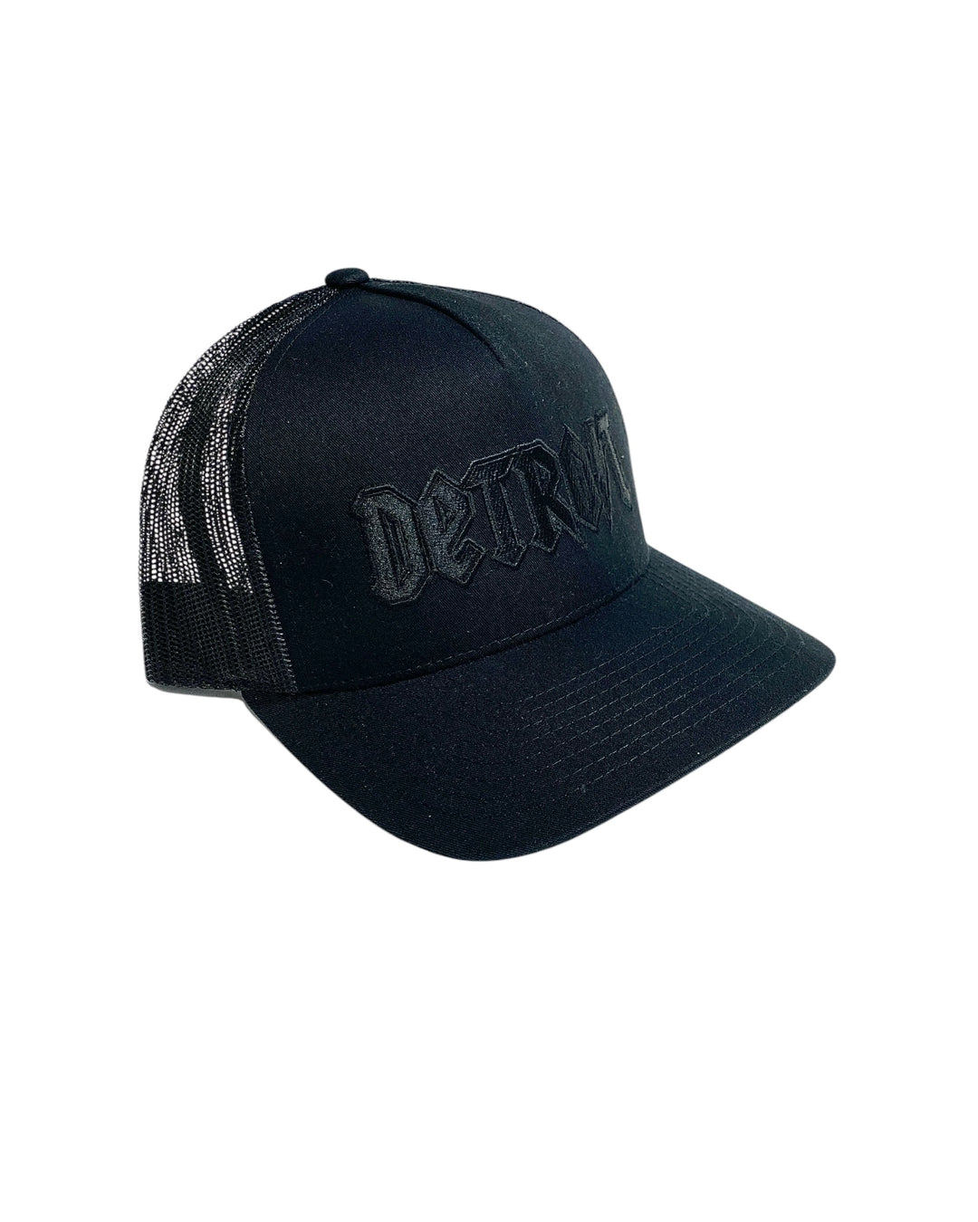 Ink Detroit Lightning Retro Trucker Hat - Black on Black_side1