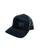 Ink Detroit Lightning Retro Trucker Hat - Black on Black - Ink Detroit