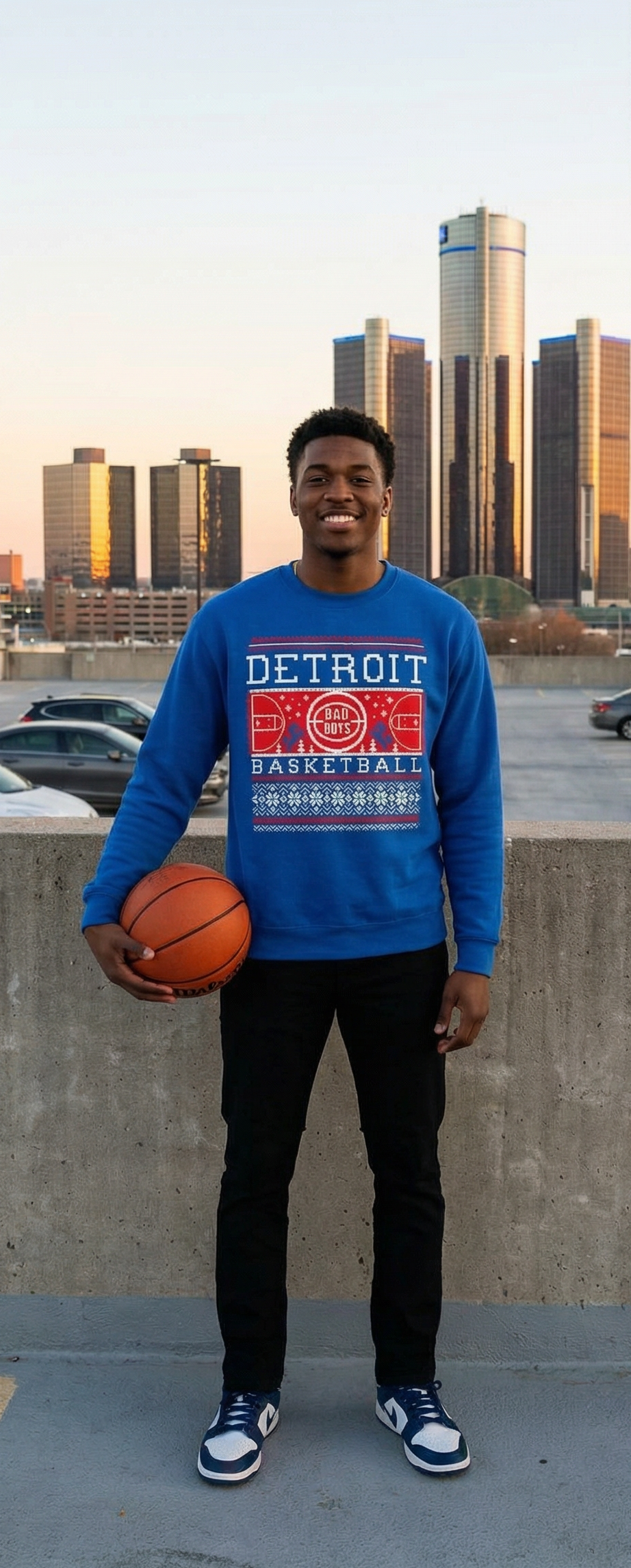 PRE-ORDER Ink Detroit - Ugly Basketball Christmas Heavyweight Sweatshirt - Royal Blue
