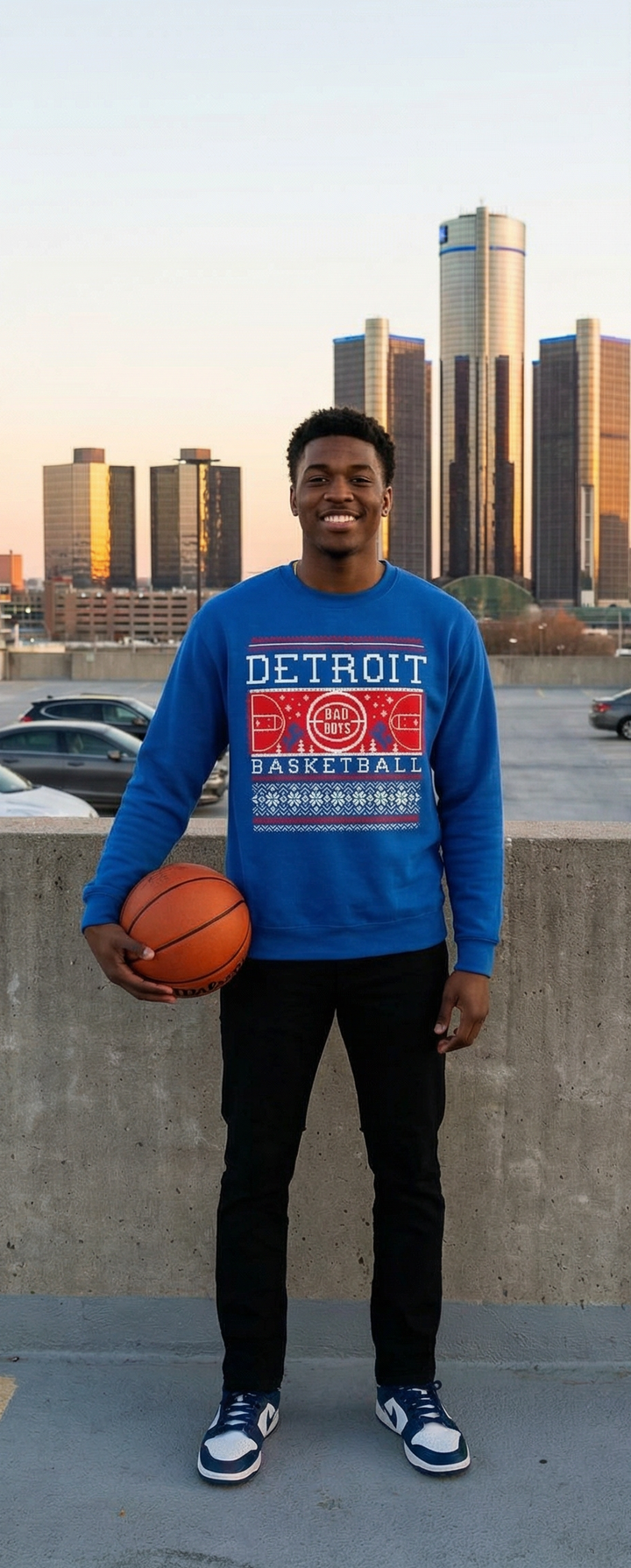 PRE-ORDER Ink Detroit - Ugly Basketball Christmas Heavyweight Sweatshirt - Royal Blue