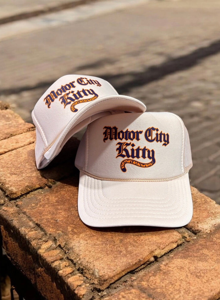 Ink Detroit - Motor City Kitty Tail - Tan Foam Trucker Hat