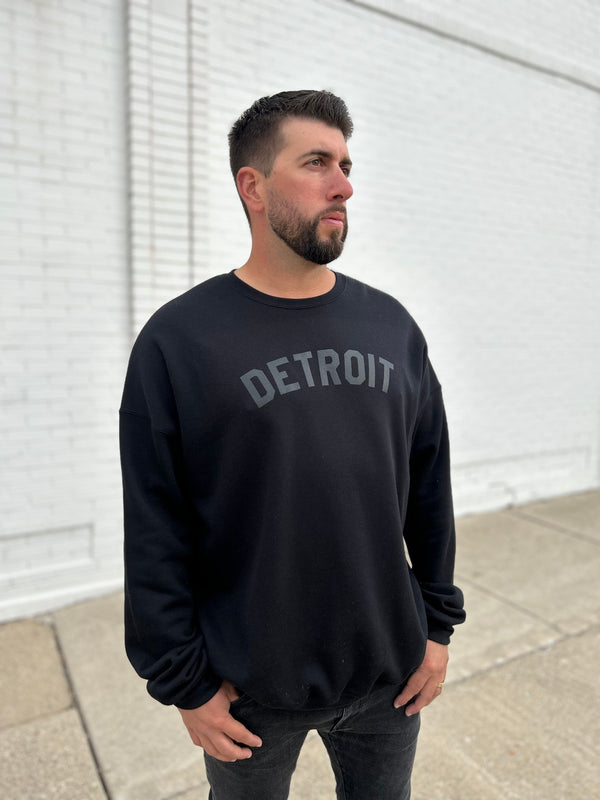 Ink Detroit Crewneck Sweatshirt - Black on Black
