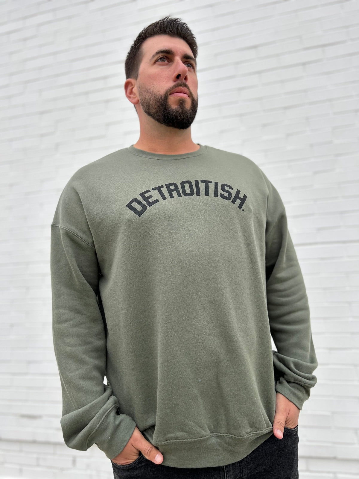 Ink Detroit Detroitish Crewneck Sweatshirt - Military Green - Ink Detroit