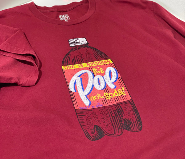 Ink Detroit- Vintage Pop not Soda T-Shirt - Soft Wash Cardinal