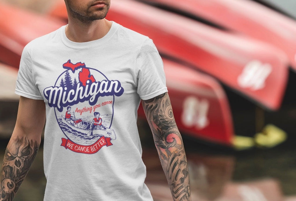 The Great Lakes State - Michigan "We canoe better" T-Shirt - Silver - Ink Detroit