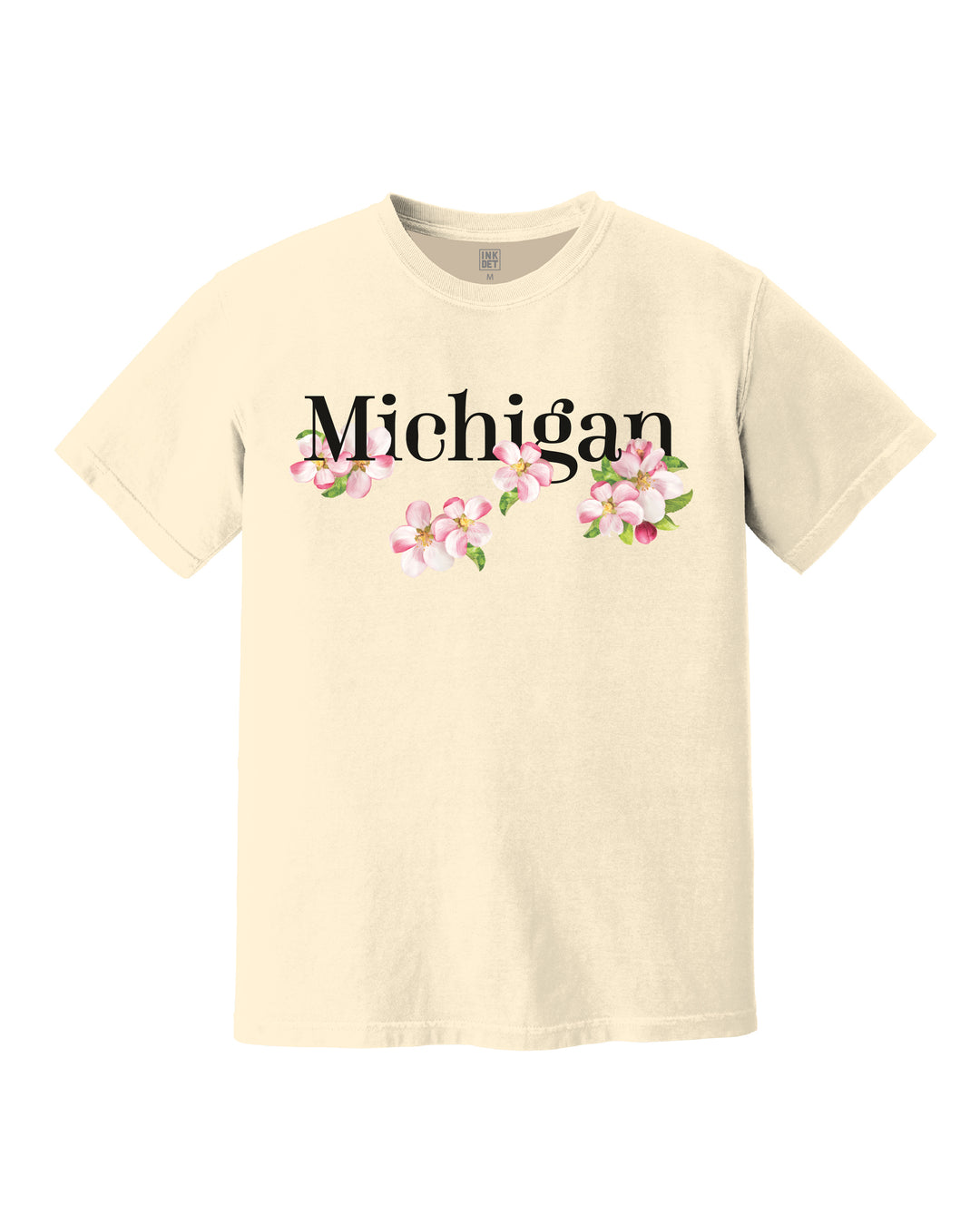 Michigan's state flower in full bloom on a T-Shirt. The Apple Blossom Tee by Ink Detroit