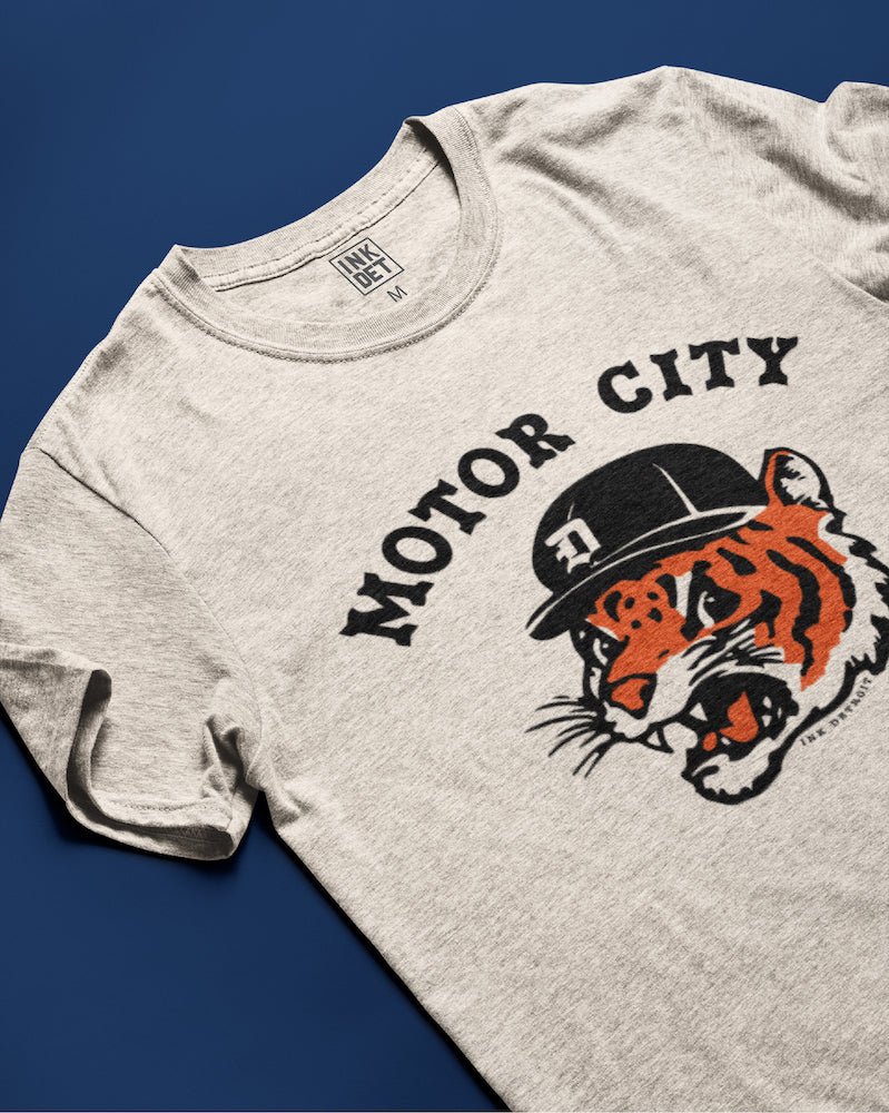 Motor City Kitty T-Shirt - Heather Natural - Ink Detroit