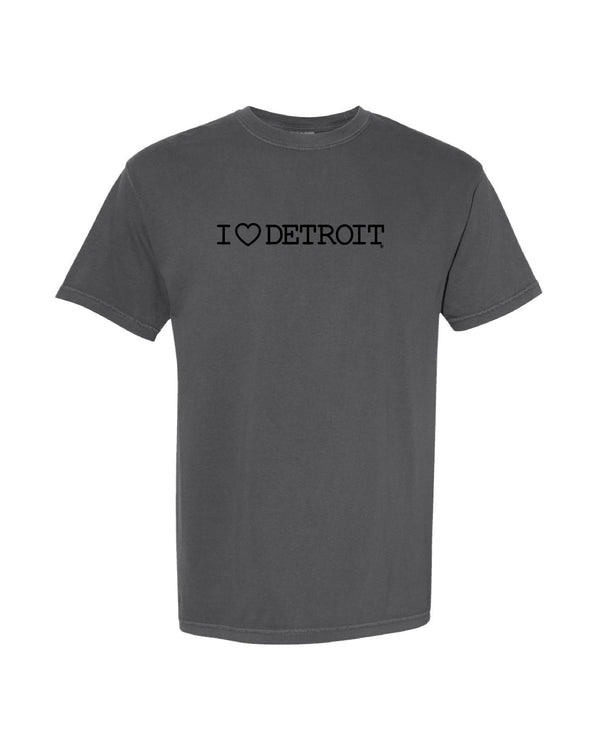 (NEW) I Love Detroit Pygment Dyed T-Shirt - Black & Pepper