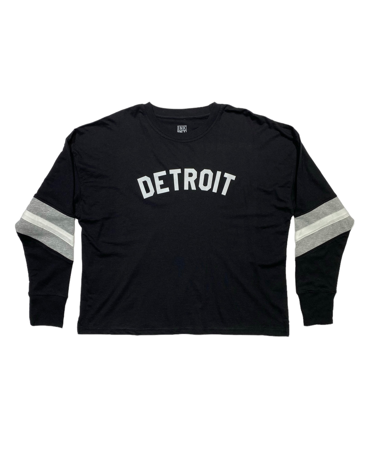 Ink Detroit - Ladies Boxy Varsity Long sleeve - Black - Ink Detroit