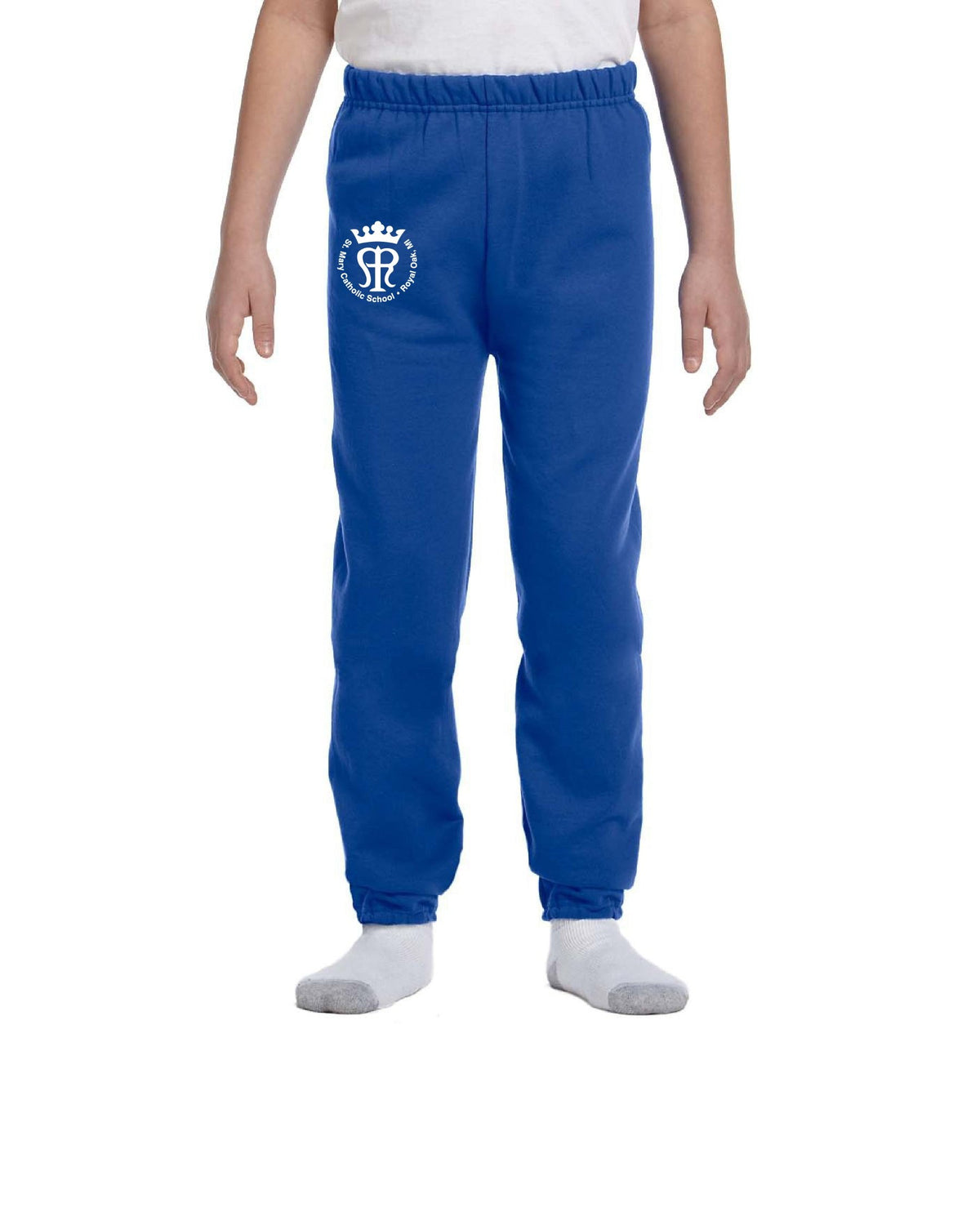 St Mary Emblem Kids Fleece Sweatpants - Royal Blue - Ink Detroit