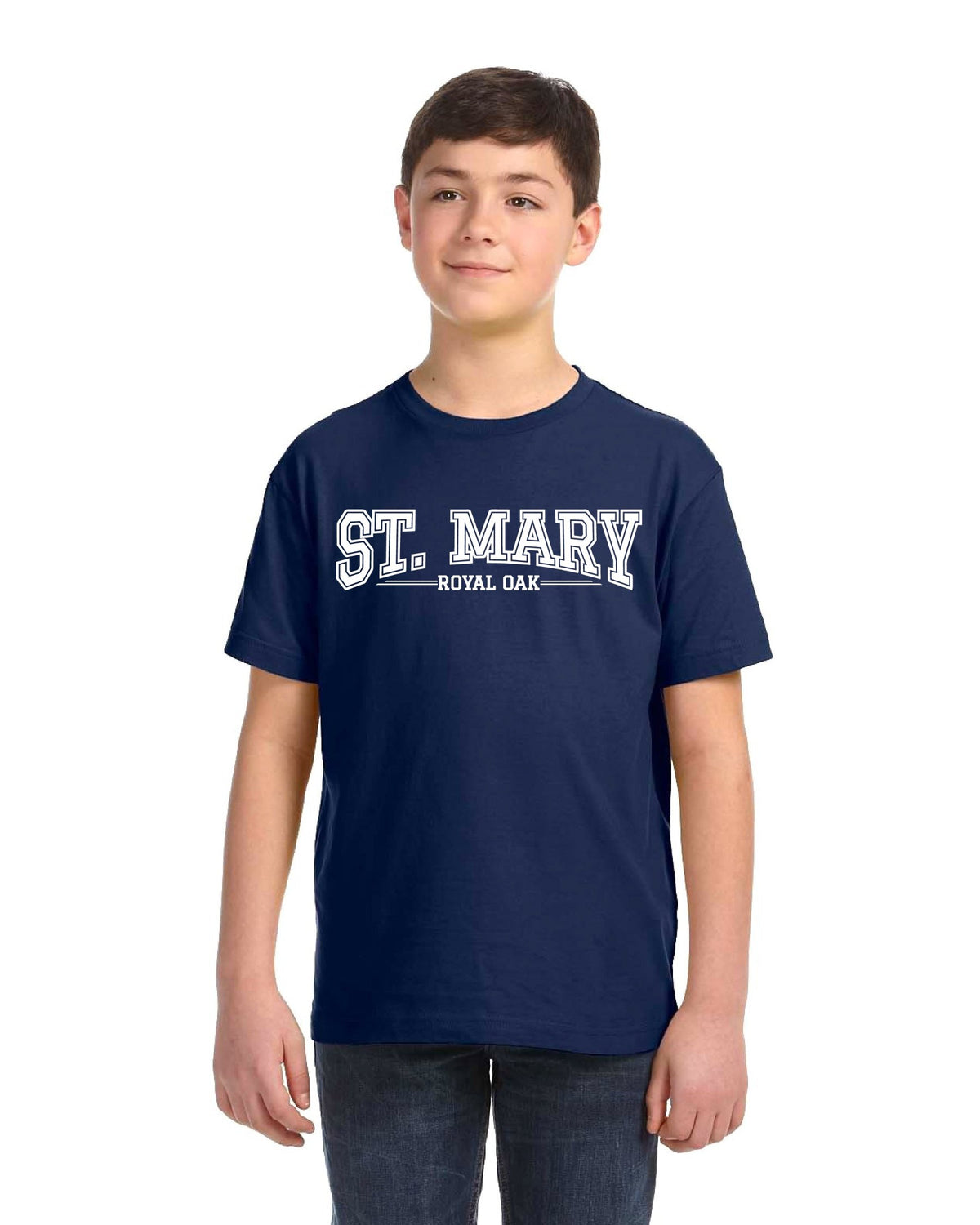 St Mary Varsity Logo Kids T-Shirt - Navy - Ink Detroit
