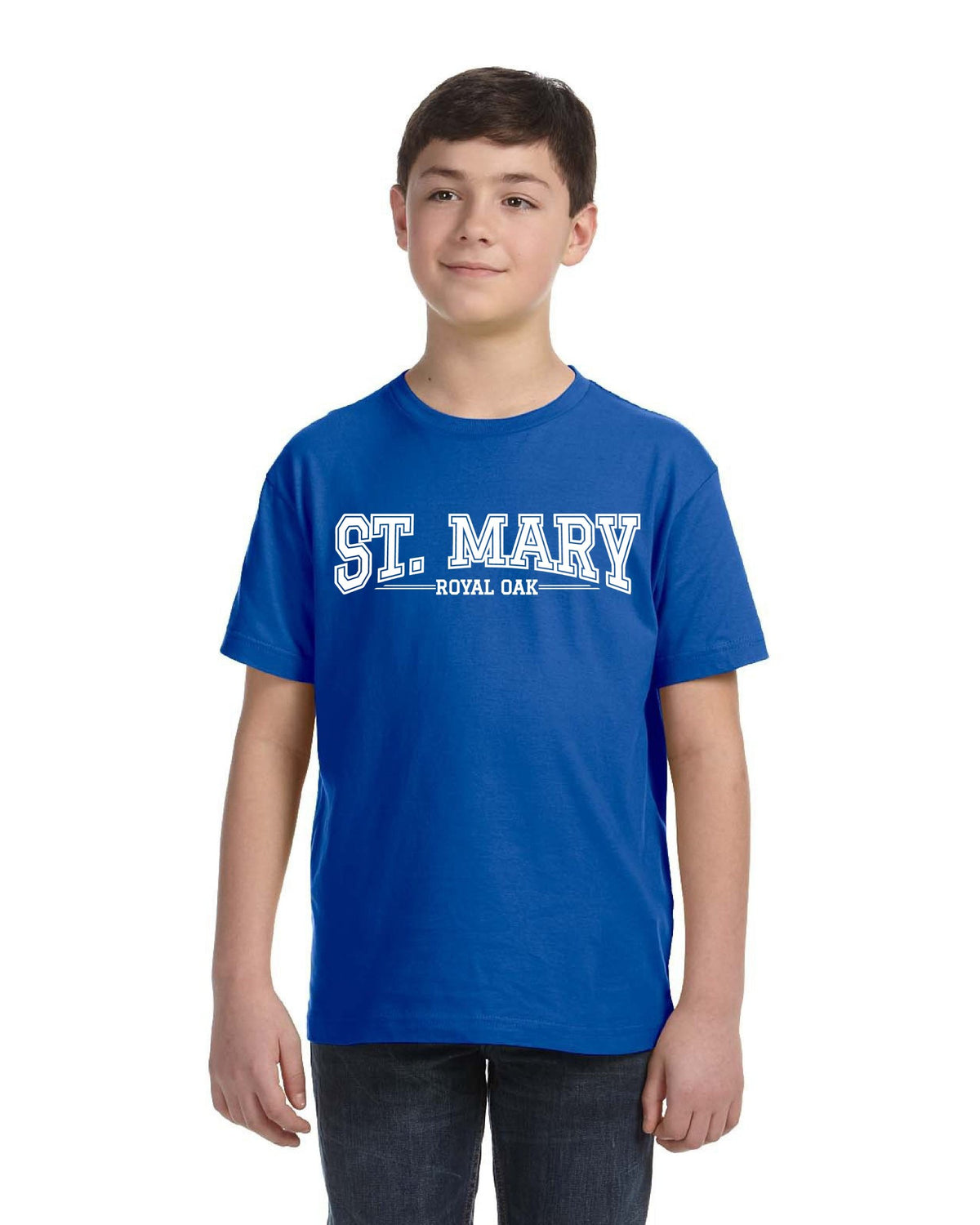 St Mary Varsity Logo Kids T-Shirt - Royal Blue - Ink Detroit