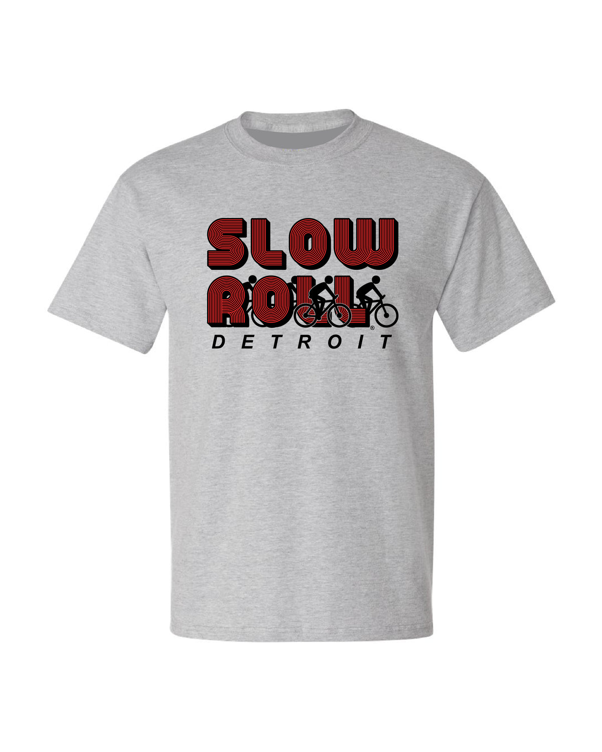Slow Roll Riders Detroit - Heavyweight Unisex T-Shirt - Light Grey - Ink Detroit