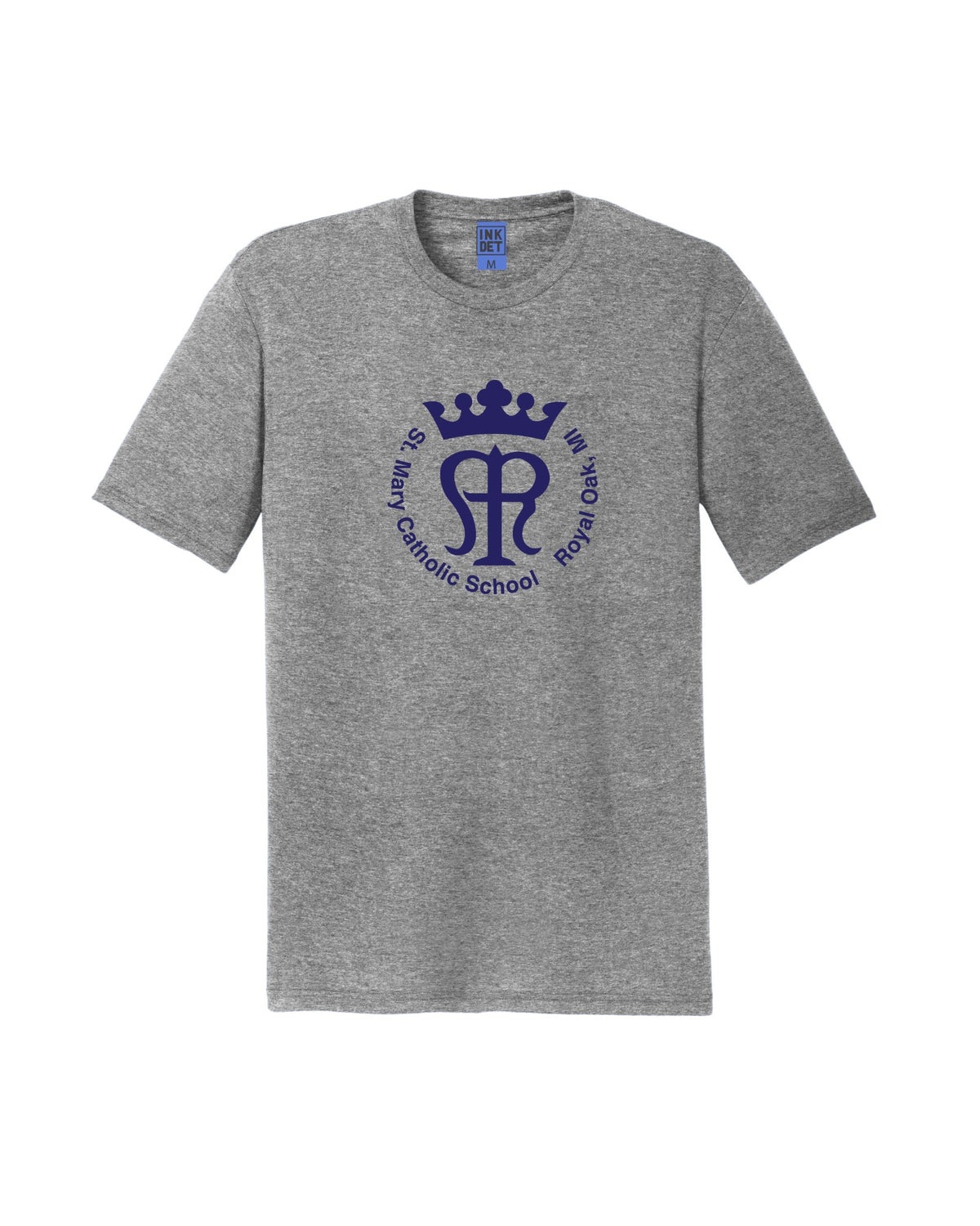 St. Mary School Emblem Heather Grey Triblend T-Shirt - Ink Detroit