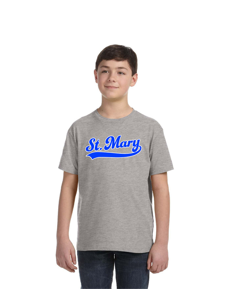 St Mary Tail Swoosh Heather Grey Kids T-Shirt