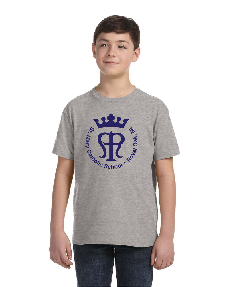 St Mary Emblem Heather Grey Kids T-Shirt