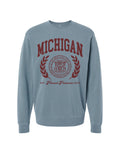 Ink Detroit - MICHIGAN Tourist Pigment Dyed Crewneck Sweatshirt - Slate - Ink Detroit