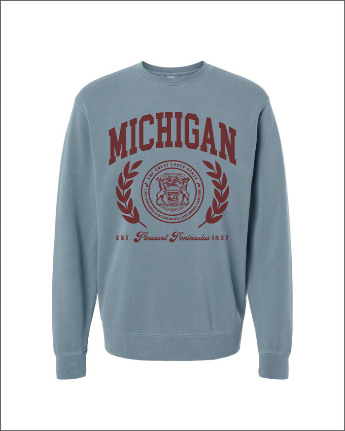 Ink Detroit - MICHIGAN Tourist Pigment Dyed Crewneck Sweatshirt - Slate