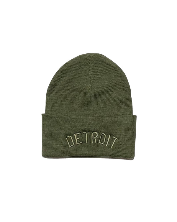 Olive green Detroit sustainable beanie