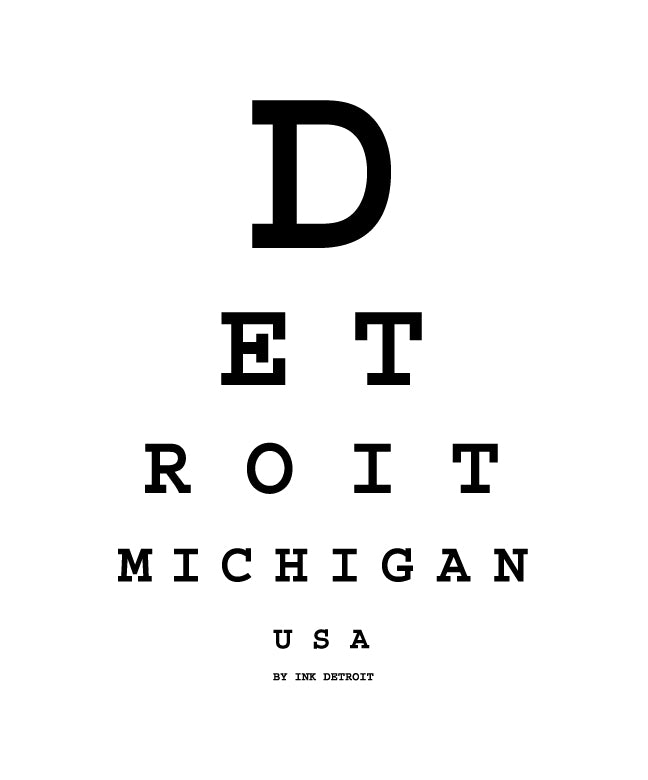 Ink Detroit Eye Chart White T-Shirt